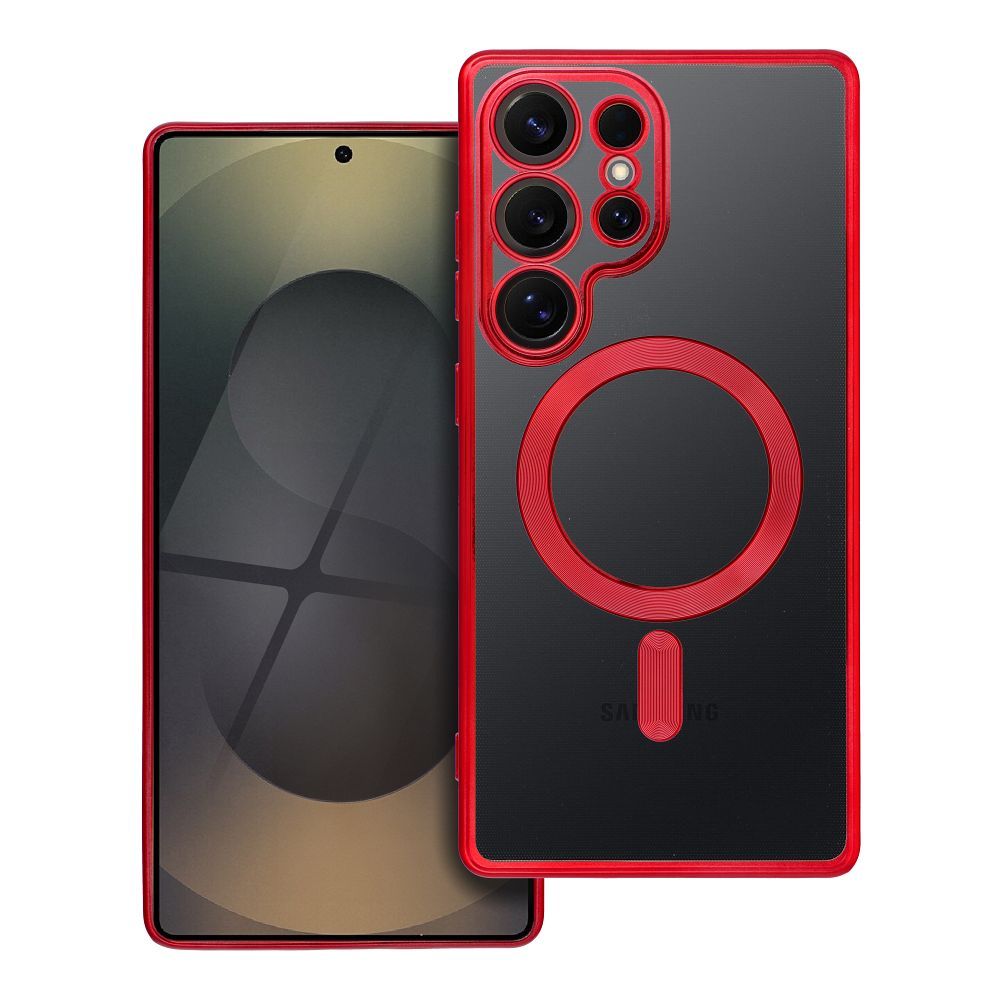 OEM Silikoncase für Samsung S25 EDGE Electro Mag compatible with MagSafe | Stoßfest | Slim Design - Rot