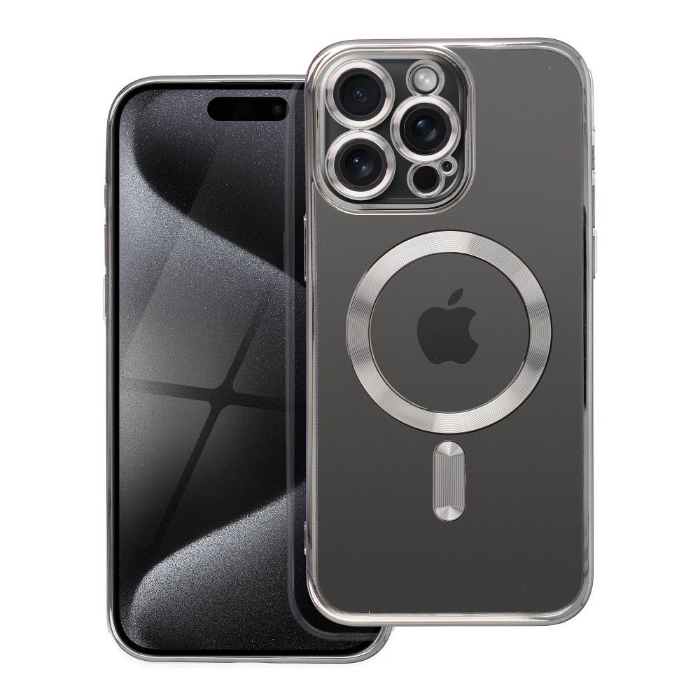 OEM Silikoncase für iPhone 15 PRO MAX Electro Mag compatible with MagSafe titanium | Stoßfest | Slim Design - Grau