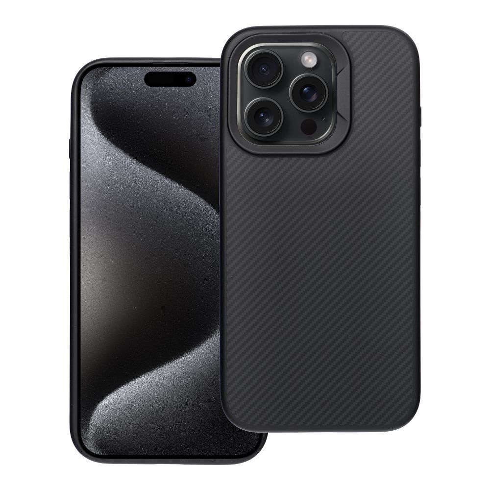 OEM Silikoncase für iPhone 15 PRO Carbon Elite Mag compatible with MagSafe | Stoßfest | Slim Design - Schwarz