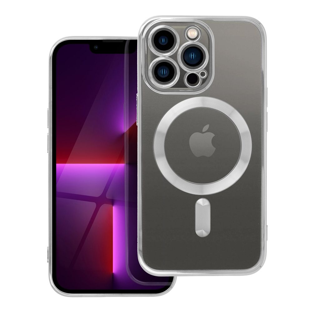 OEM Silikoncase für iPhone 13 PRO Electro Mag compatible with MagSafe | Stoßfest | Slim Design - Silber