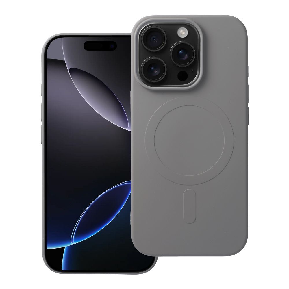 OEM Silikoncase für iPhone 16 PRO Mag compatible with MagSafe (big hole) titanium | Stoßfest | Slim Design - Grau