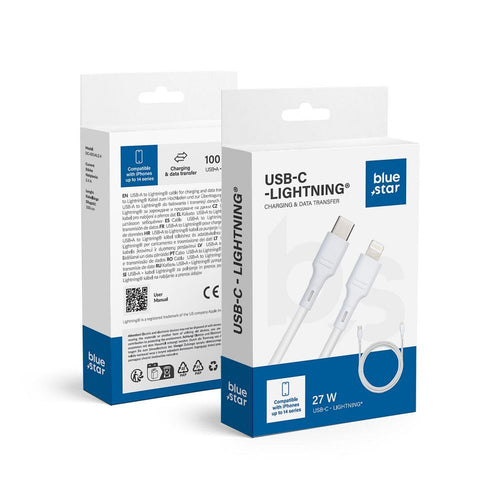 Blue Star Ladekabel USB-A auf Lightning 27W | Schnellladen | Robust